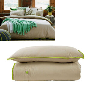 Jane Barrington Cotton Quilt Cover Set Taupe/Green Double