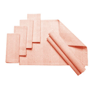 J.Elliot Home Set of 8 Cotton Napery Set Herringbone Coral