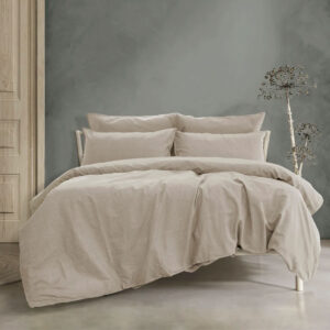 Ardor Embre Taupe (Also known as Warm Grey) 100% Washed Cotton Quilt Cover Set King