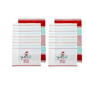 Ladelle Australiana Aussie Animal  Christmas Set of 4 Cotton Kitchen Towels