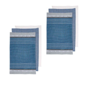 Ladelle Entertainer Set of 6 Cotton Kitchen Towels Blue