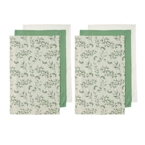 Ladelle Grown Ivy Set of 6 Cotton Kitchen Towels Green