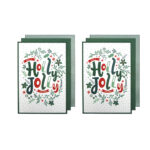 Ladelle Joyful Jolly Christmas Set of 6 Cotton Kitchen Towels Green