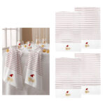 Ladelle Mr & Mrs Christmas Hat Set of 4 Cotton Kitchen Towels 45 x 70 cm