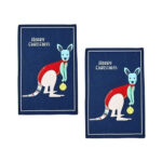 Ladelle Australiana Animal Drawing Set of 2 Cotton Kitchen Towels Kangaroo