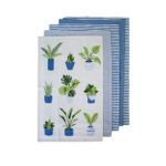 Ladelle Set of 5 Plant Life Cotton Kitchen Tea Towels 50 x 70 cm Blue