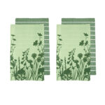 Ladelle Set of 4 Sanctuary Floral Cotton Kitchen Tea Towels 50 x 70 cm Green