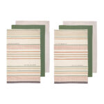 Ladelle Set of 6 Sanctuary Cotton Kitchen Tea Towels 50 x 70 cm Green