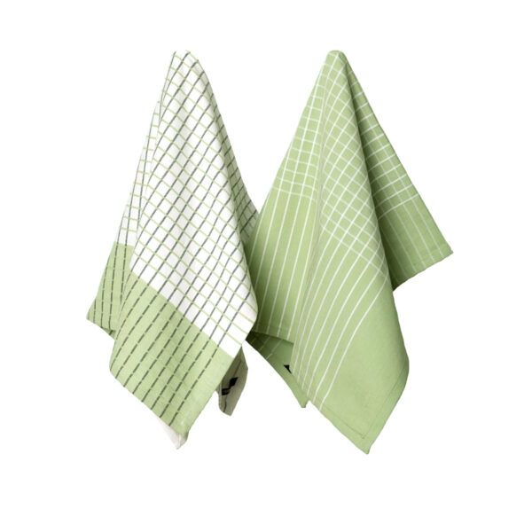 Ladelle Kyrie Cotton Set of 2 Jumbo Kitchen Towels 60 x 80 cm Green