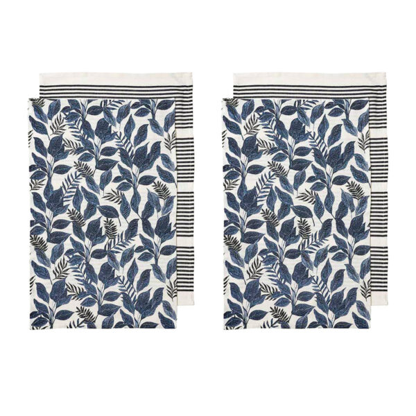 Ladelle Tierra Set of 4 Cotton Kitchen Towels Navy