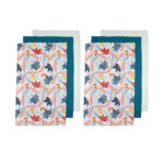 Ladelle Set of 6 Zest Bright Cotton Kitchen Tea Towels 50 x 70 cm Leaves