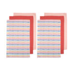 Ladelle Set of 6 Zest Bright Cotton Kitchen Tea Towels 50 x 70 cm Stripes