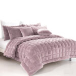 Alastairs Augusta Faux Mink Quilt / Comforter Set Blush Super King