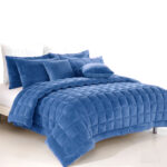 Alastairs Augusta Faux Mink Quilt / Comforter Set Denim Single