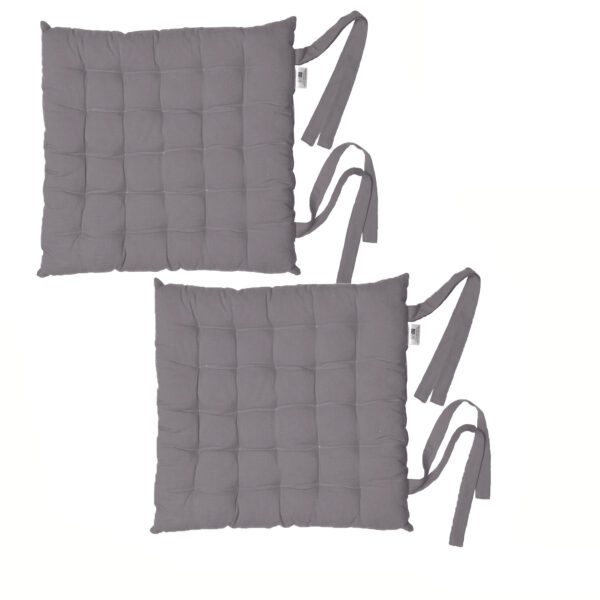 Rans Set of 2  Cotton Chair Pads 40x40 cm - Plain Charcoal