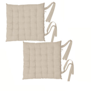 Rans Set of 2  Cotton Chair Pads 40x40 cm - Plain Oatmeal