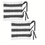 Rans Set of 2  Cotton Chair Pads 40x40 cm - Striped Black (Charcoal)