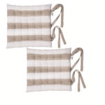 Rans Set of 2  Cotton Chair Pads 40x40 cm - Striped Bleach Sand