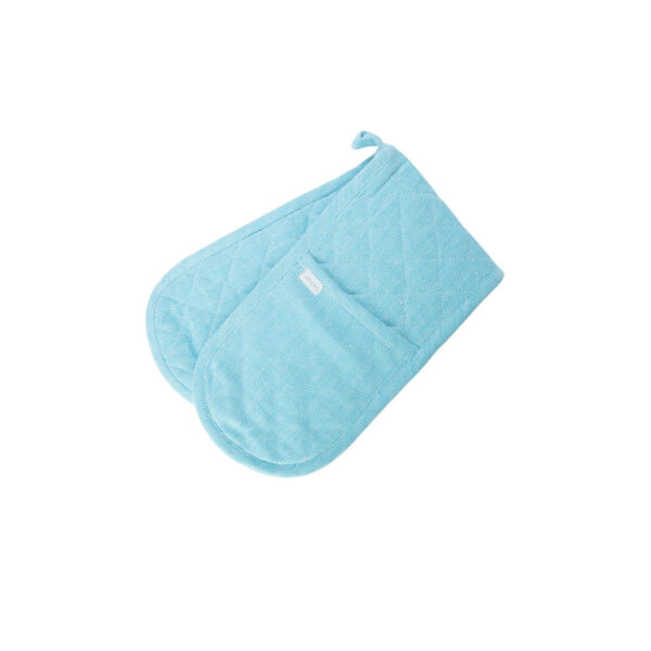 Rans Herringbone Blue Cotton Double Oven Mitt