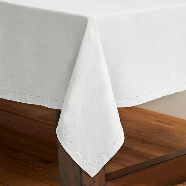 Rans Pure Cotton Hemstitch Tablecloth 150 x 230 cm - White