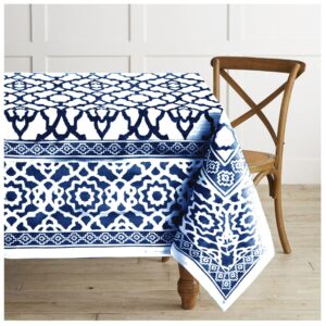 Rans Pure Cotton Vintage Tablecloth 150 x 260 + 4 cm - Indigo