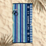 Rans Premium Cotton Jacquard Beach Towel Marine Life Blue