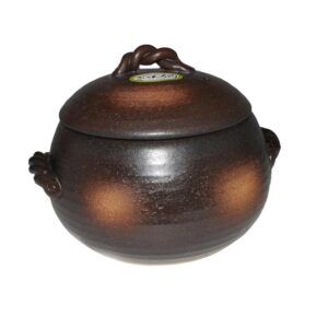 Japanese Yorozufuru-sho Brown Donabe Chestnut 5# Rice Clay Pot  - Made in Japan - 2.4L