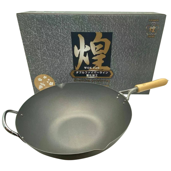 Kirameki Premium Cast Iron Nitriding Processing Stir-fry Wok (Made in Japan) - 36cm