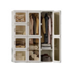 Kylin Cubes Storage Folding Cabinet Wardrobe With 12 Grids & 8 Doors & 2 Hangers