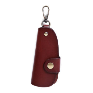 Genuine Leather Wallet Purse Bag Case Holder Key Ring Pouch Bag Safe Hanger (Burgundy)