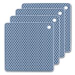 4 Pack Multi Purpose Silicone Insulation Mat Heat-Resistant Dishes Pads(Light Blue)