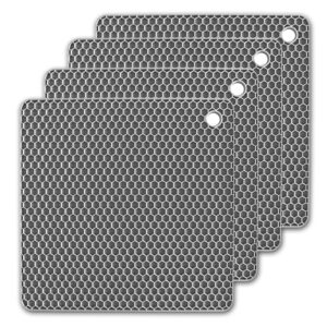 4 Pack Multi Purpose Silicone Insulation Mat Heat-Resistant Dishes Pads(Grey)