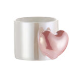 Lovely 4D Heart Love Ceramic Cup Mug Puffy Heart Handle with Gift Box (Pink)