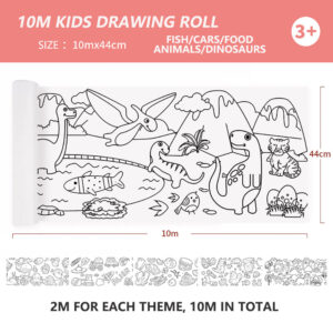 44cm*10m Kids Drawing Roll Color Filling Paper Graffiti Scroll Coloring Paper Toy( 02:5 themes)