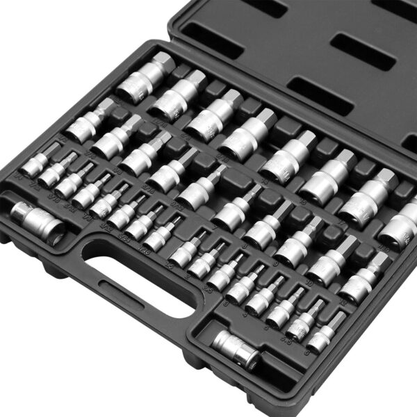 36-Piece Hex Bit Socket Set  SAE and Metric Sizes  S2 Steel Hex Bits  Chrome Vanadium Steel Sockets and Adapters with Storage Case