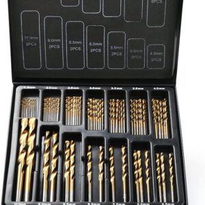 99Pc Drills Set HSS Titanium Coated Wood Plastic Metal Metric 1.5-10mm With Case