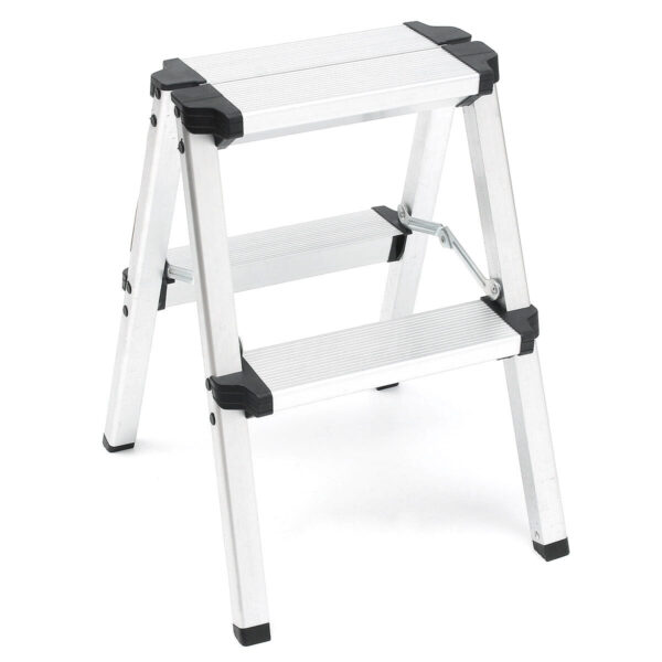 2-Step Portable Folding Ladder  Aluminum Frame Lightweight Home Ladder with Anti Slip Design  150KG Capacity