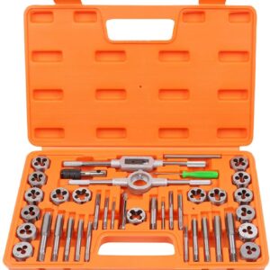 40Pc Tap And Die Set Metric Szie Screw Screwdriver Thread Drill W/t Pitch Gauge