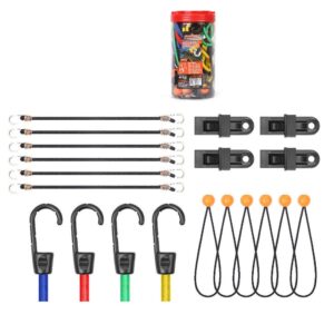 30-Piece Premium Bungee Cord Assortment Includes 10” to 40” Bungee Cords  Canopy Ties & Tarp Clips