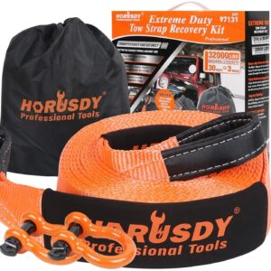 Heavy Duty 9.1M Recovery Tow Straps Snatch Kit - 32 000 LBS Break Strength with D-Ring Shackles for Off-Roading Recovery and Hauling