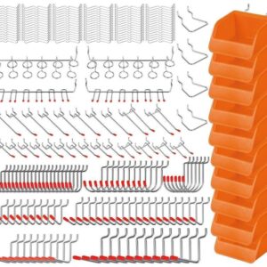 238Pc Pegboard Hooks Set Peg board Bins Parts Storage Assortment Tools Organiser