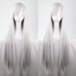 New 80cm Straight Sleek Long Full Hair Wigs w Side Bangs Cosplay Costume Womens  Silver