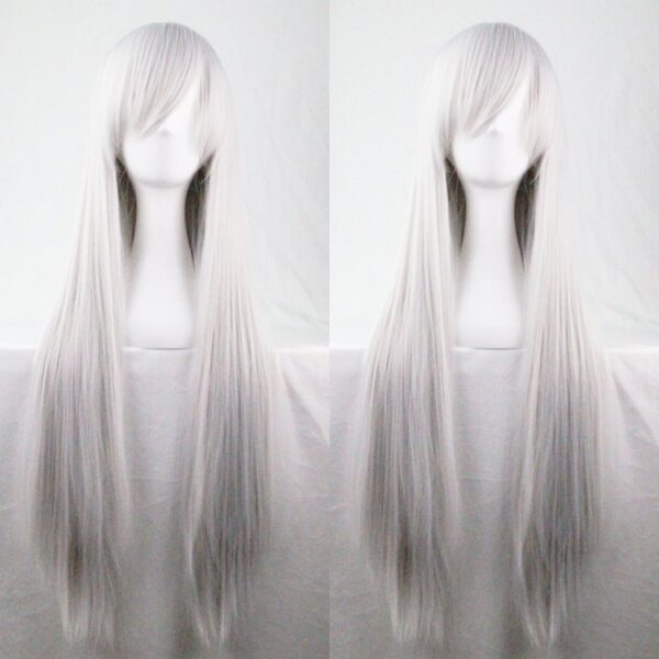 New 80cm Straight Sleek Long Full Hair Wigs w Side Bangs Cosplay Costume Womens  Silver