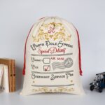 Large Christmas XMAS Hessian Santa Sack Stocking Bag Reindeer Children Gifts Bag  Cream - Overnight Service For (3)