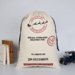 50x70cm Canvas Hessian Christmas Santa Sack Xmas Stocking Reindeer Kids Gift Bag  Cream - Express Delivery (2)