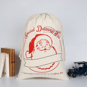 50x70cm Canvas Hessian Christmas Santa Sack Xmas Stocking Reindeer Kids Gift Bag  Cream - Special Delivery For