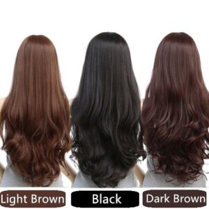 Long Wavy Curly Full Hair Wigs w Side Bangs Cosplay Costume Fancy Anime Womens  Dark Brown