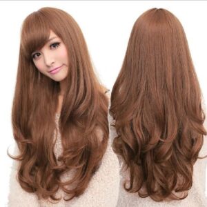 Long Wavy Curly Full Hair Wigs w Side Bangs Cosplay Costume Fancy Anime Womens  Flaxen