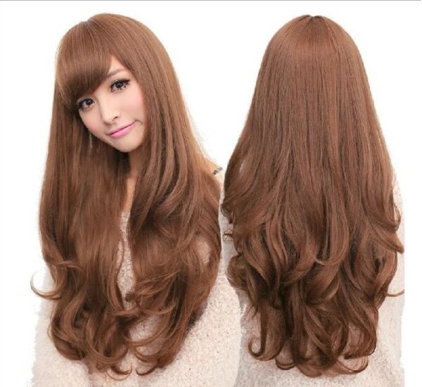 Long Wavy Curly Full Hair Wigs w Side Bangs Cosplay Costume Fancy Anime Womens  Flaxen