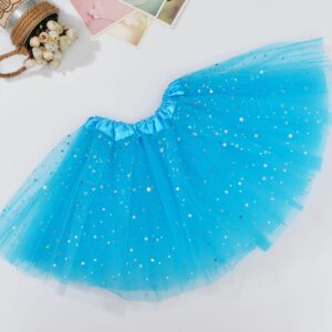 Sequin Tulle Tutu Skirt Ballet Kids Princess Dressup Party Baby Girls Dance Wear  Aqua  Kids